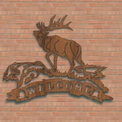 Welcome Elk Wildlife Wall Art CNC DXF SVG Free Download CNC laser cut design
