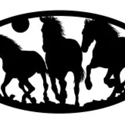 Wild Horses Galloping Oval Frame CNC DXF SVG Free Download CNC laser cut design