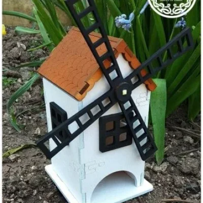 Windmill Planter Box CNC DXF SVG Free Download CNC laser cut design