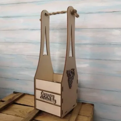 Wine Bottle Carrier Box CNC DXF SVG Free Download CNC laser cut design