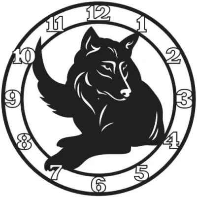 Wolf Resting Clock Face CNC DXF SVG Free Download CNC laser cut design