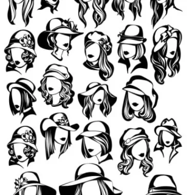 Women Silhouettes with Hats CNC DXF SVG Free Download CNC laser cut design