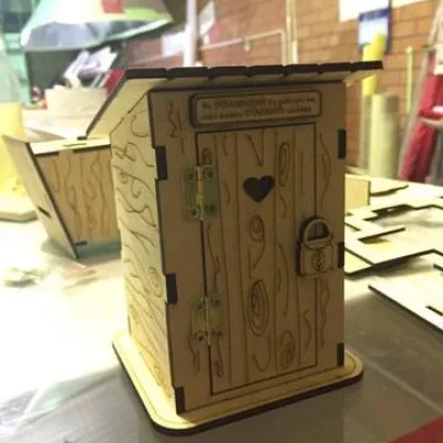 Wooden Outhouse Bathroom Door Sign CNC DXF SVG Free Download CNC laser cut design