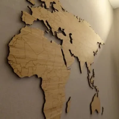 World Map Continental Wall Art CNC DXF SVG Free Download CNC laser cut design