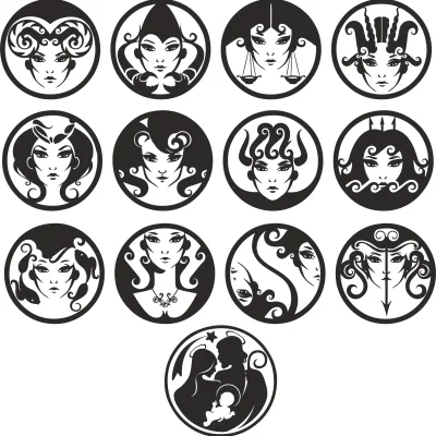 Zodiac Signs Collection CNC DXF SVG Free Download CNC laser cut design